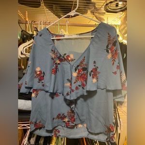 Blue Floral JustFab Top